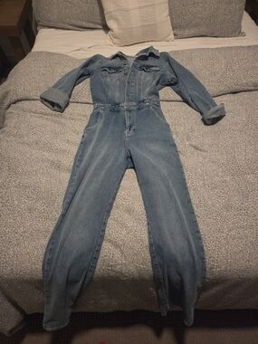 Good American Classic Light Wash Denim Jumpsuit - Women's Jeans